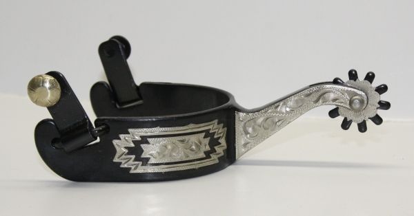 Sporen Show M. C. schwarzer Stahl mit Silber verziert