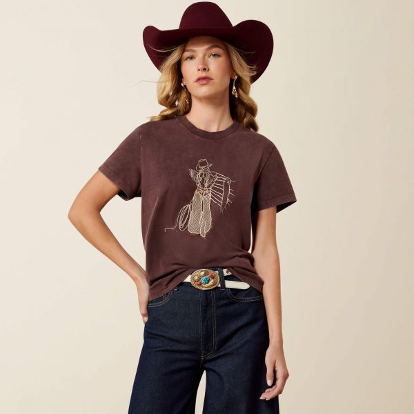 Ariat Damen Shirt, langarm "Rebel With A Cause" CHOCOLATE PLUM