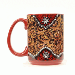 Kaffeebecher Tooled Leather Floral braun
