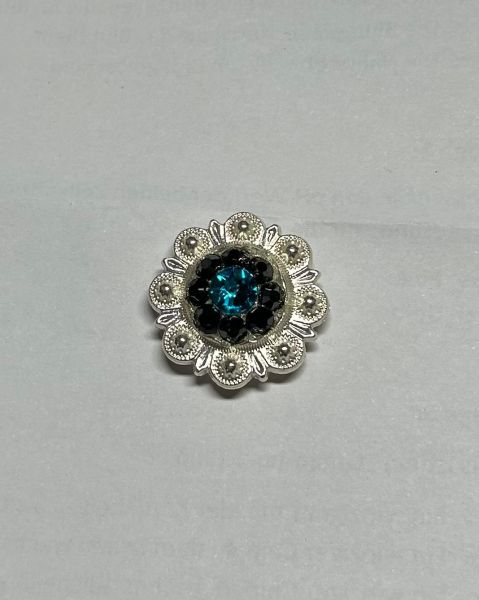 Concho Bright Silver Swarowski Strass Türkis/ Black in 1"
