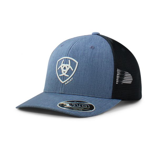 Ariat Herren CAP, Flexifit, Denim, mit weißem Ariat Logo