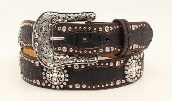 Gürtel Damen "Ariat Western Leather Wellenschliff Alligator Print Strass-Concho"
