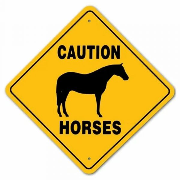 Aluminium-Schild "CAUTION HORSES"