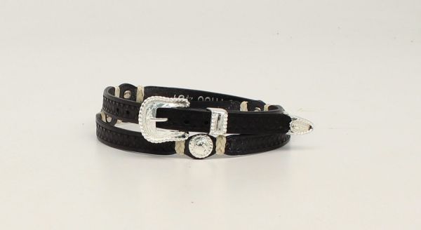 Hutband Leder Muschelpunzierung mit Rawhide Concho