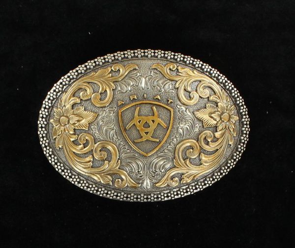 Gürtelschnalle, Buckle, Oval, Antiksilber- und Goldfarben