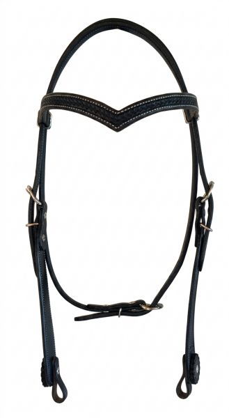 Kopfstück "V-Stirnband, Basket-Punzierung, Black
