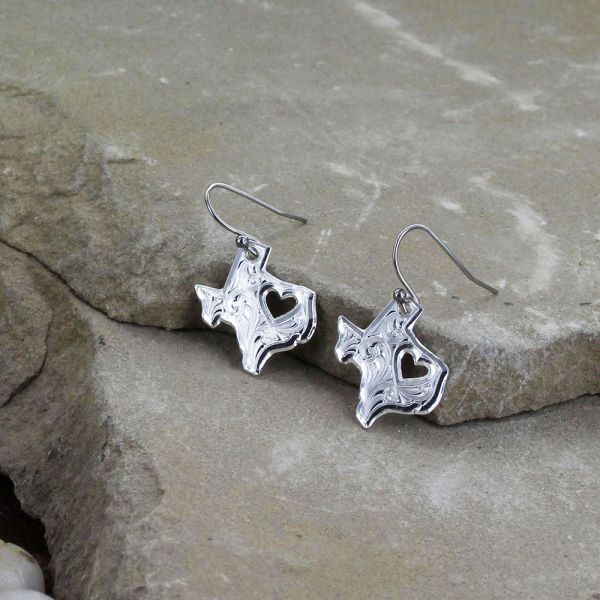 Montana Silversmiths I Heart Texas State Charm Earrings