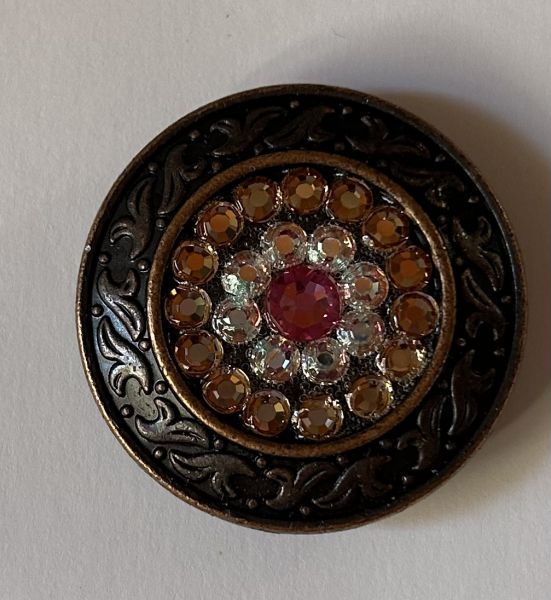 Concho Copper Swarowski Strass Pink AB Champagne 1,5"
