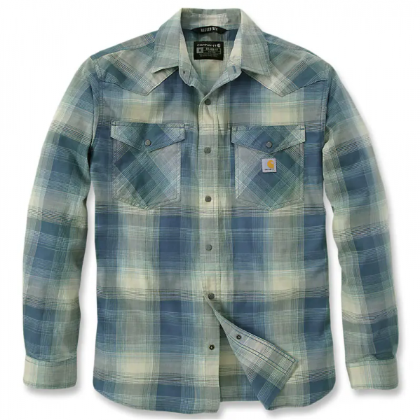 Carhartt Herren Montana Rugged Flex Relaxed Fit Lightweight Long-Sleeve Snap-Front Plaid Shirt