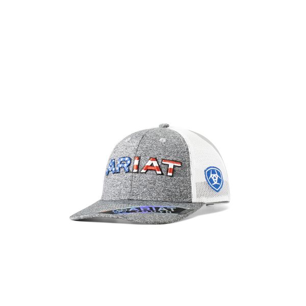 Ariat Youth Cap, schwarz/weiß Mesh Cap mit USA gesticktem Ariat Logo