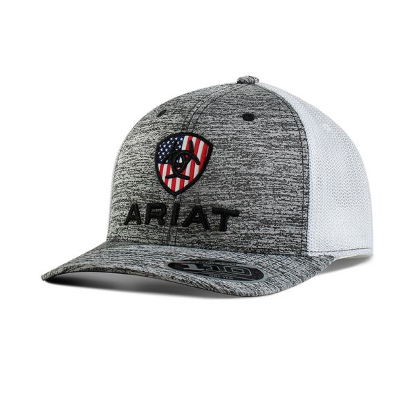 Ariat Herren CAP, Flex-Fit, grau mit USA Flagge