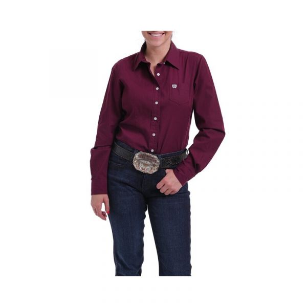 "Cinch" Damenbluse einfarbig