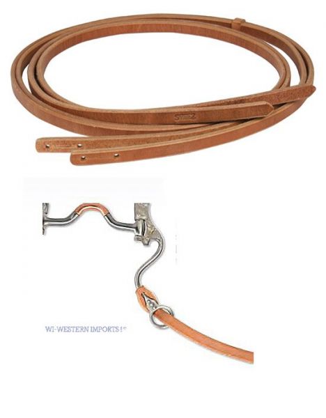 Zügel Harness Leder mit Schlitz für das Gebiss (No-Loop Reins) ca.1,2 cm breit