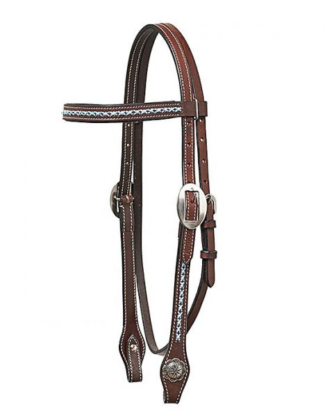 Kopfstück "Horseman's Tack" DARK BROWN HEADSTALL w./ TURQUOIS STITCHING