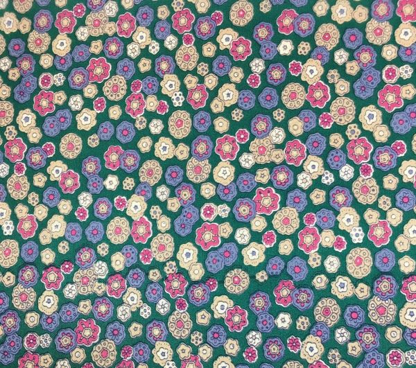 Seidentuch Teal Flowers Frontier Calico Silk Scarf