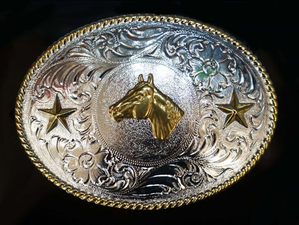 Buckle mit Pferdekopf und Sternen