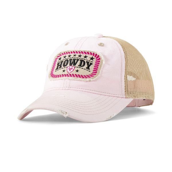 Ariat Damen CAP, mit Aufnäher "Howdy" Distressed-Look, in hellpink