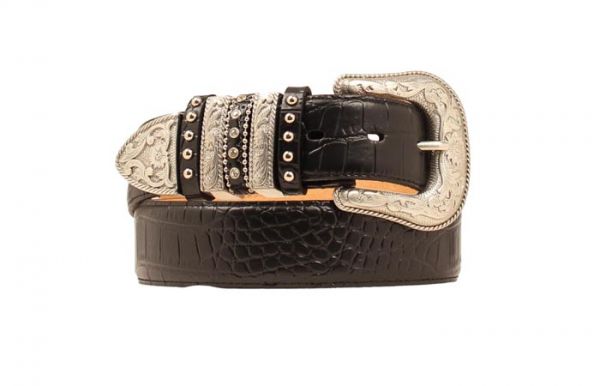 Gürtel Damen mit Croco Print in black