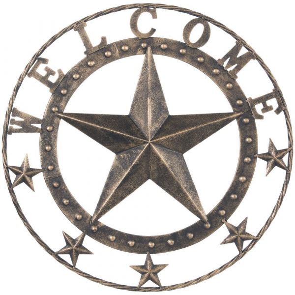 Metallschild Welcome Stern antikbronze
