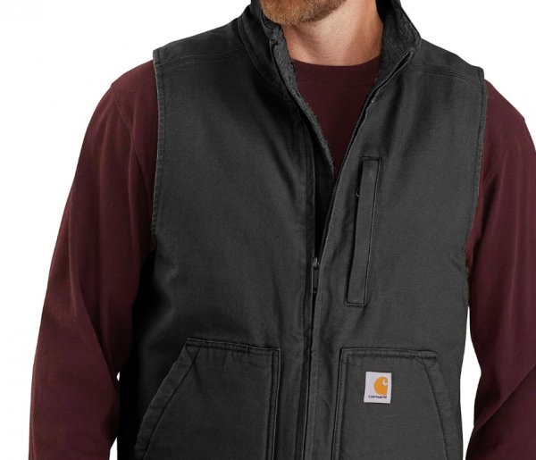 Carharrt Herren LOOSE FIT WASHED DUCK SHERPA-LINED MOCK-NECK VEST