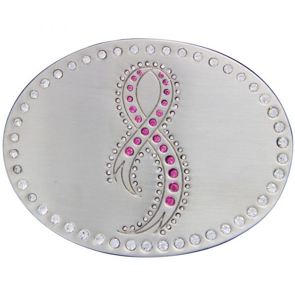 Montana Silversmiths Gürtelschnalle, Buckle, Satin Nickle Cancer Ribbon Style