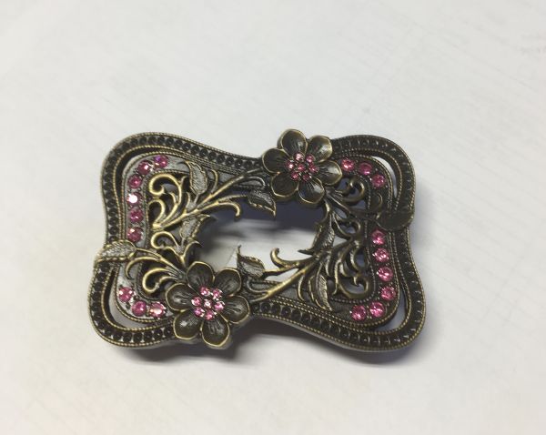 Buckle Florale Ranken pinker Strass