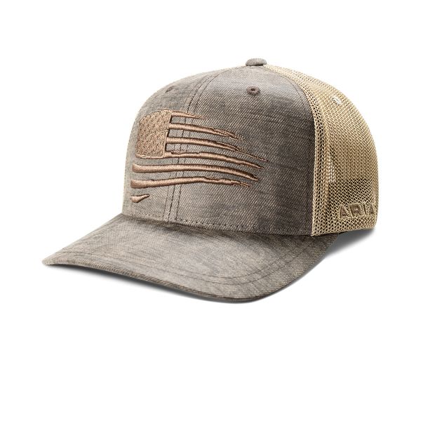 Ariat Herren CAP, USA Flagge Patriot Ölleder braun