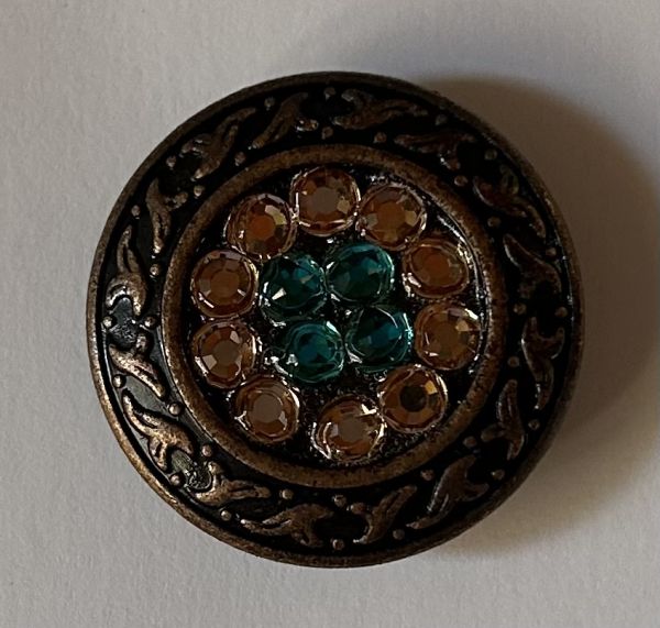 Concho Copper Swarowski Strass Türkis Champagne 1 1/4"