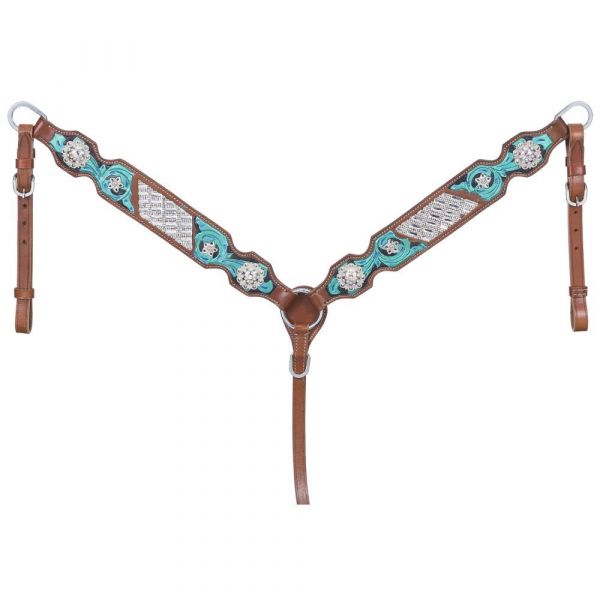 Vorderzeug "Ashton" Türkis mit Straßconchos