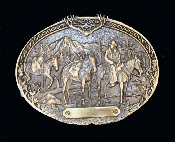 Montana Silversmiths Gürtelschnalle, Buckle, Reiter und Packpferde