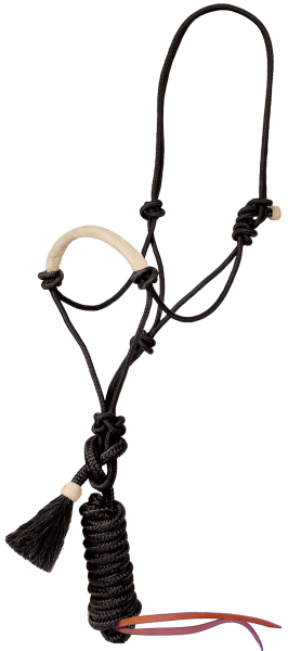 Mustang Deluxe Rawhide Nose Rope Halter with Lead