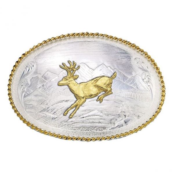 Montana Silversmiths Buckle Berge mit Hirsch Motiv