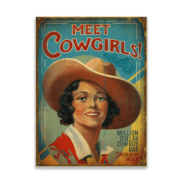 Schild Meet Cowgirls Sign