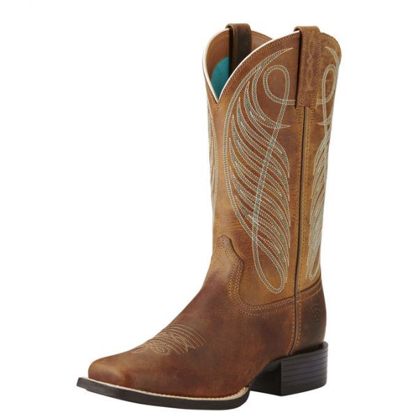 Ariat Damen Western Boots "Round Up Wide Square Toe" powder brown
