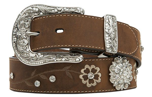 Gürtel Damen, Ariat, Flower Design, braun