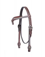 Kopfstück "Horseman's Tack" DARK BROWN KNOTTED HEADSTALL w./ TURQUOIS STITCHING Kopfstück "Horseman's Tack" DARK BROWN KNOTTED HEADSTALL w./ TURQUOIS STITCHING