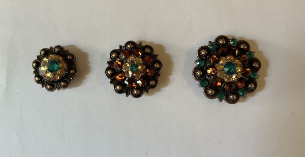 Concho Copper Swarowski Strass Turkis, Champagner, Topaz
