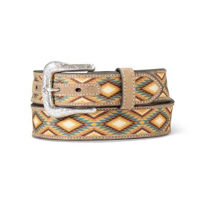 ARIAT Mädchen-Gürtel Mit Floraler Spitze – 3,8 Cm Breit, Mit Silbernen Nieten & Strass-Schnalle
