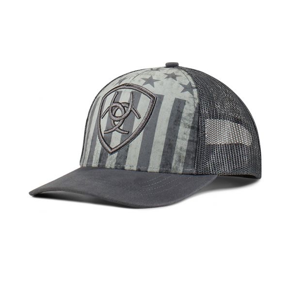 Ariat Herren CAP, USA Flag Grey mit 3D Stick