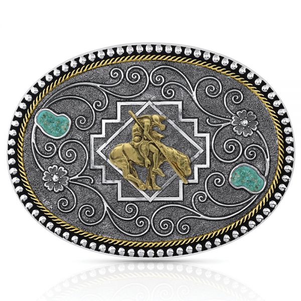 Montana Silversmiths Buckle "End of Trail" ca. 10 x 7,6 cm