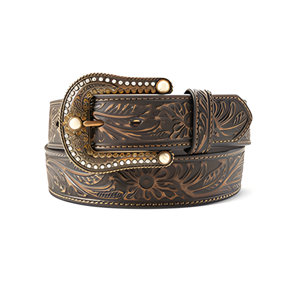 Gürtel Damen, Ariat, mit Blumenprägung, braun