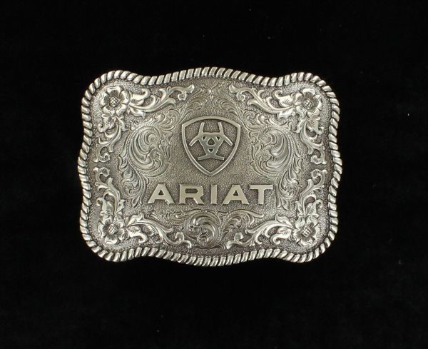 Gürtelschnalle, Buckle, rechteckig, gewellte Form mit Ariat-Logo