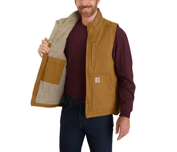 Carharrt Herren LOOSE FIT WASHED DUCK SHERPA-LINED MOCK-NECK VEST