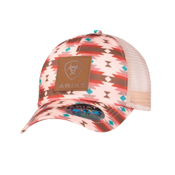 Ariat Girls CAP, in rosa, mit Zopfloch, Aztekenprint