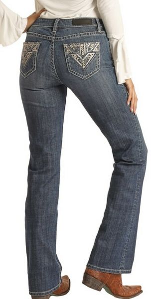 Rock&Roll Damen Jeans Mid Rise Bootcut "Azteken"