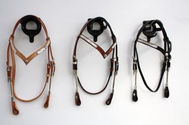 "EE Tack" Kopfstück - Show - Silver Side Pipe's - "V" Stirnband
