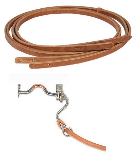 Zügel Harness Leder mit Schlitz für das Gebiss (No-Loop Reins) 1,6 cm breit