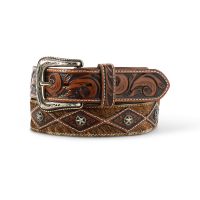 Gürtel Herren Ariat "Kuhfell" mit silberner Schnalle und Conchos Gürtel Herren Ariat "Kuhfell" mit silberner Schnalle und Conchos