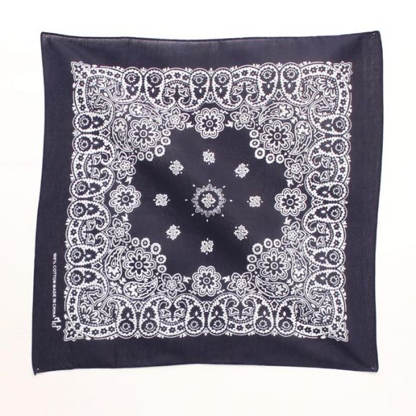 Bandana in Navy, Paisley, 27"x27" (ca. 68x68 cm)
